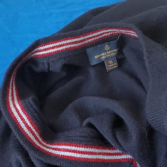 XL Brooks Brothers Extra Fine Merino Wool Crewneck Sweater navy blue - Picture 11 of 15